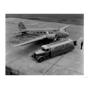  Boeing Model 247 and Kenworth Fuel Truck Photograph 