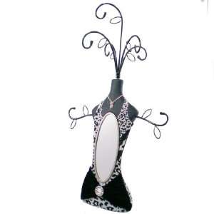   Mannequin Earrings Holder w/Mirror 14H  black & White