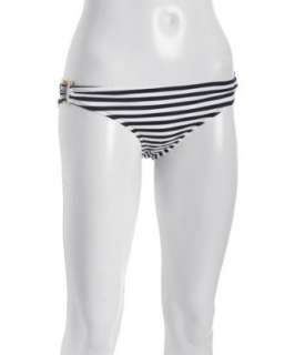 Lisa Curran Swim navy striped nylon Valencia u bar bikini bottom 