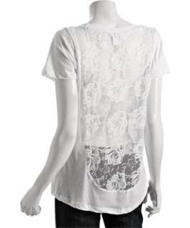 LnA white jersey lace panel scoopneck t shirt  