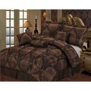  7 Piece DH 706 Corina (Brown) King Comforter Set