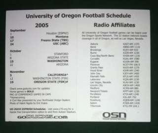 2005 Oregon Ducks NFL Pro Bowler Haloti Ngata Football Schedule 