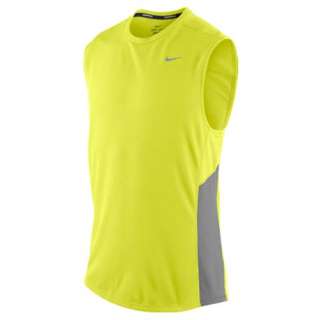 Nike Mens MILER Sleeveless Running Shirt Top Tennis Training Lemon 