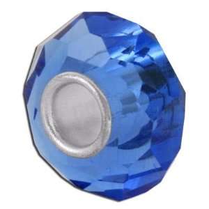  13mm Blue Faceted Glass   Large Hole Bead Jewelry