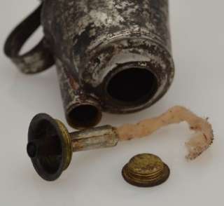   TIN PETTICOAT LAMP WITH WHALE OIL BURNER   EARLY 19TH C.  