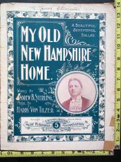 Vintage 1898 My Old New Hampshire Home Sheet Music  