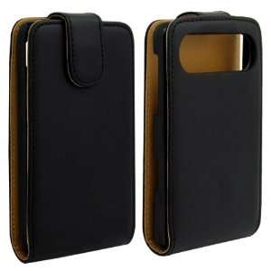  Black Flip Leather Folio Case Pouch Holder w/ Hard Shell 