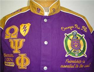 New Mens Omega Psi Phi Purple & Gold Fraternity, Inc. Racing Style 