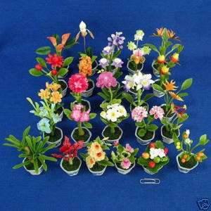 50 SMALL ARTIFICIAL ORCHIDS AND FLOWERS IN POT   Q50D  