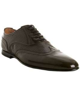 Neil Barrett green patent leather perforated wingtip oxfords   