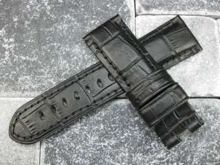 24mm Black Deployment Leather Strap Band for PANERAI 24  