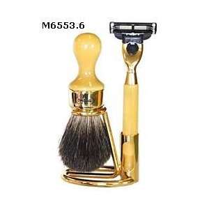   As Gold Badger Shaving Set with Mach 3 Razor and Gold Stand   #M6553.6