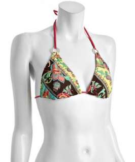Vix Swimwear turquoise floral Grace reversible halter bikini top 