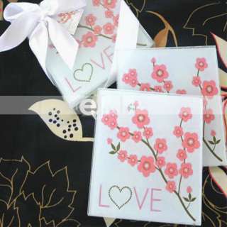   Elegant Love Cherry Blossom Glass Coaster Wedding Party Favor  