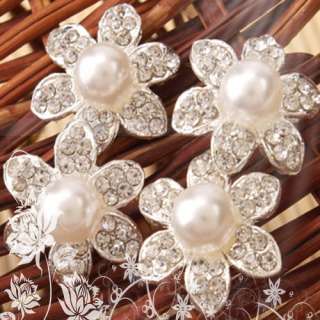   Wedding Bridal Hair Jewelry Pearl Flower shaped Pins Hairpins  
