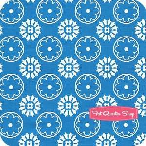   Circle Flowers on Blue Fabric   SKU# 7873 B Arts, Crafts & Sewing
