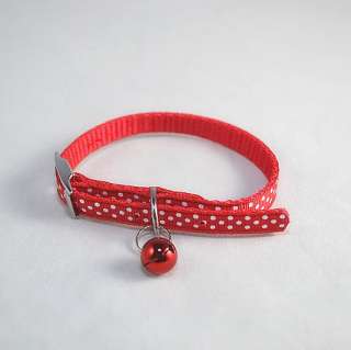 Cute PETS Doggie Cat Dot Nylon COLLAR With Bells 6 Colors XS  