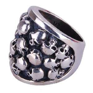   of Silver Multiple Skull Head Ring for Men Fashion 