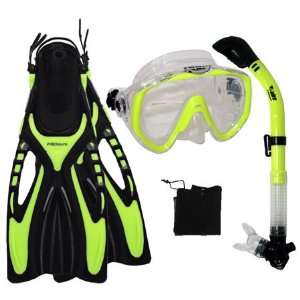  Scuba Diving Snorkeling Mask Snorkel Fins Gear Set w/ Mesh Bag 