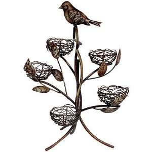  Metal Tree Branch Bird & Nest Candle Holder 12 inchH