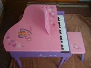   PINK 20 HIGH TOY PIANO AND SMALL BENCH WITH FLOWERS BY MATTEL  