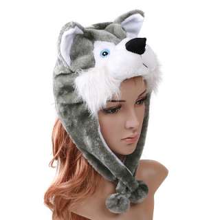 Cartoon Animal Wolf Cute Fluffy Plush Hat Cap H1691  