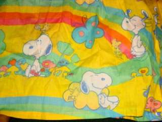 Vintage Peanuts Snoopy Curtains Fabric 6 Piece Rare  