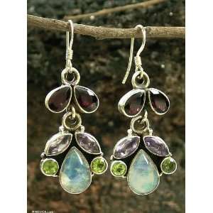    Amethyst and moonstone chandelier earrings, Rainbow Jewelry