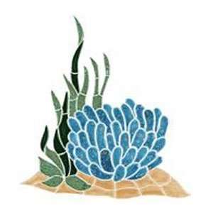 Artistry In Mosaics Aquatic Line Blue Anemone Reef Accent Mosaic Tile 