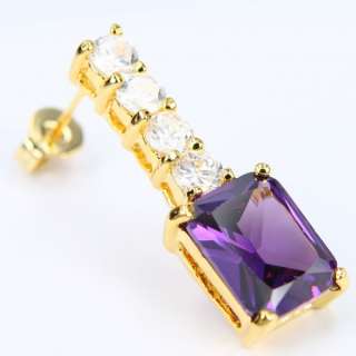 BAGUETTE PRINCESS PURPLE AMETHYST *E016* EARRINGS  