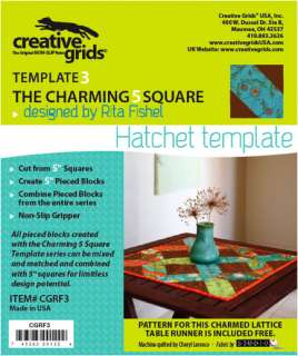   CHARMING 5 SQUARE TEMPLATE #3 HATCHET + Quilt Pattern NEW Grip  