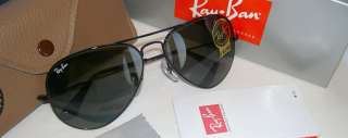 New Ray Ban AVIATOR Sunglasses BLACK FRAME 58mm Medium RB 3025 L2823 G 