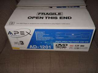 APEX MULTIFORMAT DVD PLAYER AD 1201 NEW IN BOX 699339900251  