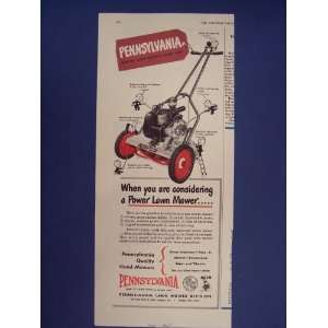  Pennsylvania lawn mower 50s Print Ad,vintage Magazine 