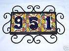 hr three mexican house number tiles iron frame 