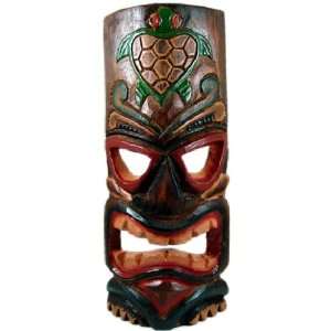   Carved Tiki Mask with Painted Honu (Turtle)   Medium