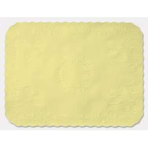   Yellow Bond Floral Embossed Tray Mats   14 x 19 Inches