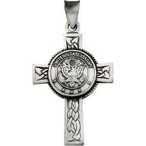   Sterling Silver Us Army Cross Pendant 28.5x20.75   JewelryWeb Jewelry