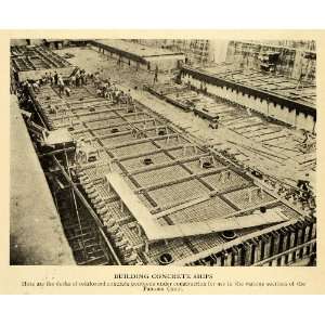  1917 Print Panama Canal Concrete Ship Deck Construction 