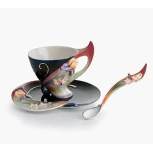  Franz Porcelain Flora & Flutter Cup/Saucer/Spoon Kitchen 