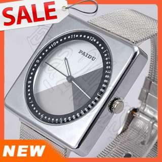   Silver case Wrist Watch + Black GIFT BOX Black & Gray face  