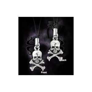   Pirate Skull and Bones Pewter Gothic Cell Phone Charm 