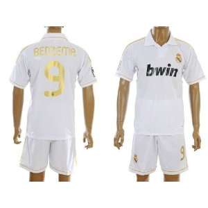 real madrid #9 benzema uniforms home white 11 12 soccer football shirt 
