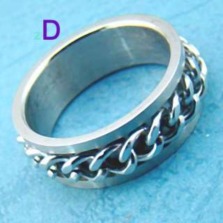   Cool Mens Stainless 316L Steel Chain Spin Ring Fashion Jewelry  