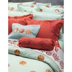  Anali Red Coral & Shell Full Bed Skirt 54x75 in