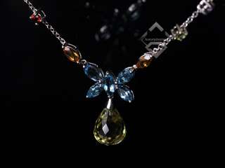 LeVian 14K White Gold and Colored Stone Flower Necklace  