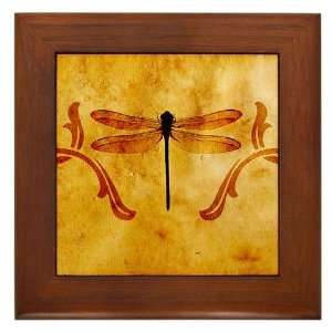  Artistic Vintage Dragonfly Art Framed Tile by  