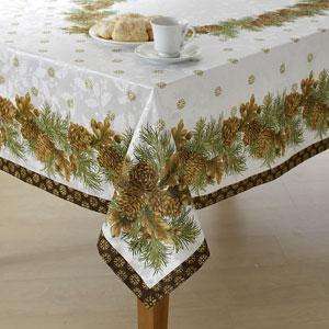 JACQUARD PINECONE TABLECLOTH 60x84 or 104, 120, 70 NEW  
