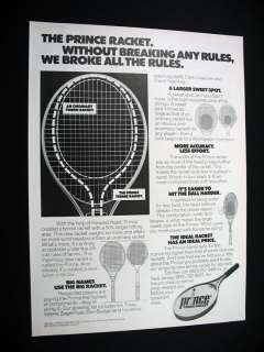 Prince Tennis Racket rackets 1976 print Ad  