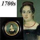   Napoleonic Era Portrait Miniature, Girl in Red Coral Tiara, Necklace